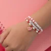 3-delat set med elastiska pärlaarmband med kroncharm för barn