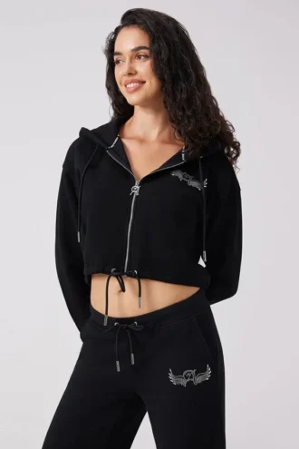 Angel Couture kort fleece-huvtröja