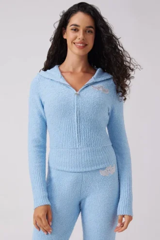 Angel Couture stickad huvtröja med patch