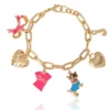 Armband med berlocker i rosa och guld