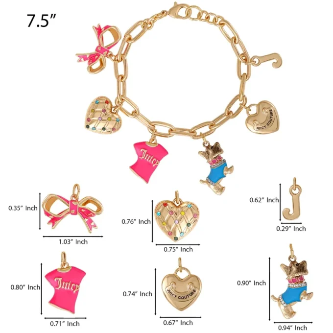 Armband med berlocker i rosa och guld