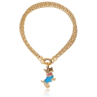 Armband med dubbla kedjor och blå hundberlock