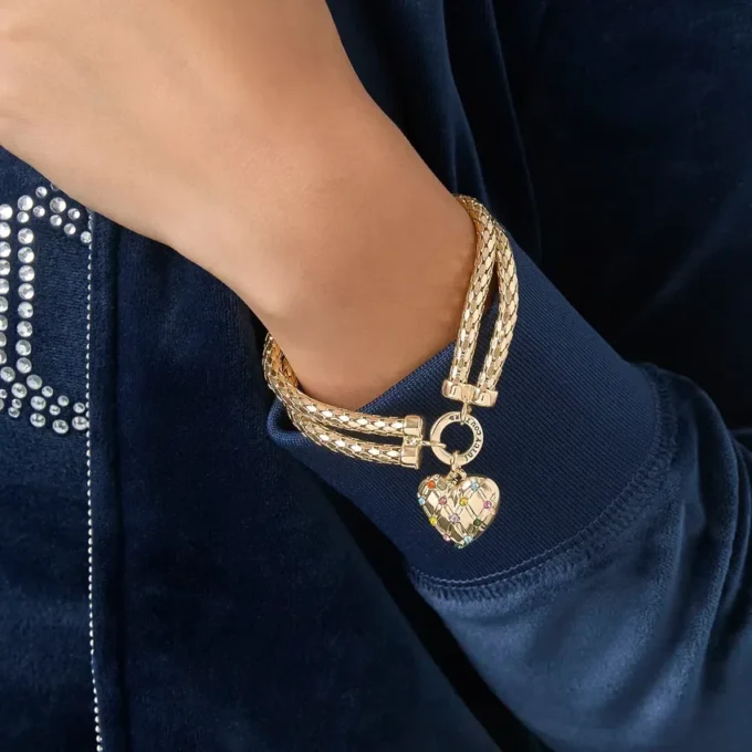 Armband med dubbla kedjor och hjärtlås