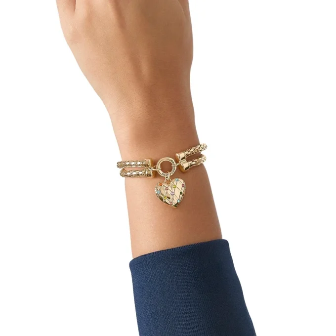 Armband med dubbla kedjor och hjärtlås
