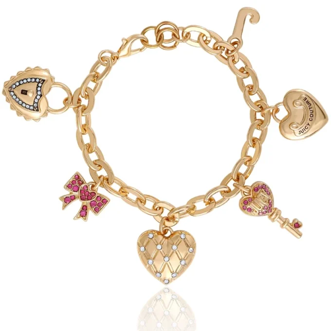 Armband med hjärt- och nyckelberlock