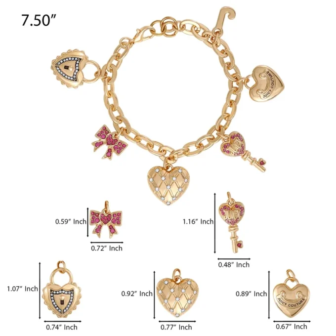 Armband med hjärt- och nyckelberlock