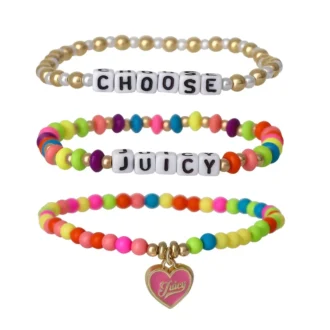 Barn väljer Juicy Heart Charm 3-delat set med stretcharmband med pärlor