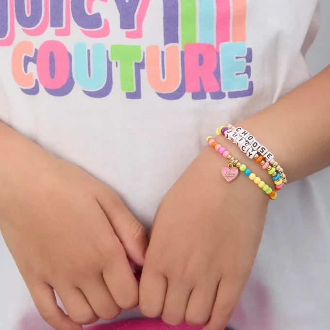 Barn väljer Juicy Heart Charm 3-delat set med stretcharmband med pärlor