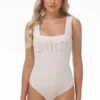 Big Bling Bodysuit med stor blingad rund hals