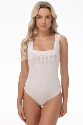 Big Bling Bodysuit med stor blingad rund hals