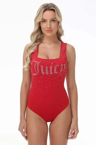 Big Bling Bodysuit med stor blingad rund hals