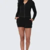 Big Bling tvättade frottéshorts