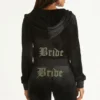 Bride anpassningsbar velour-huvtröja med Big Bling-strassstenar