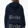 Bride anpassningsbar velour-huvtröja med Big Bling-strassstenar