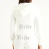 Bride anpassningsbar velour-huvtröja med Big Bling-strassstenar