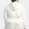 Bride anpassningsbar velour-huvtröja med Big Bling-strassstenar