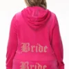 Bride anpassningsbar velour-huvtröja med Big Bling-strassstenar