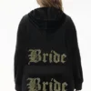 Bride anpassningsbar velour-huvtröja med Big Bling-strassstenar