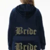 Bride anpassningsbar velour-huvtröja med Big Bling-strassstenar