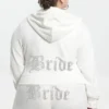 Bride anpassningsbar velour-huvtröja med Big Bling-strassstenar