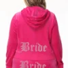 Bride anpassningsbar velour-huvtröja med Big Bling-strassstenar