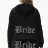 Bride anpassningsbar velour-huvtröja med Big Bling-strassstenar