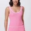 Broderad tank top med kantband