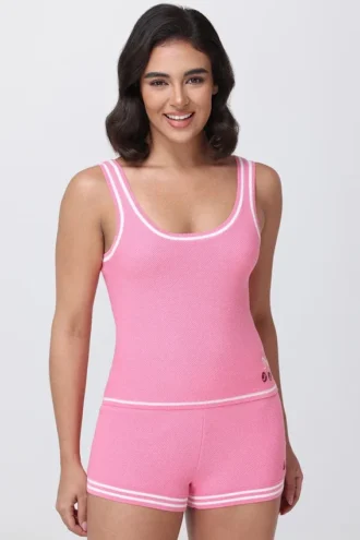 Broderad tank top med kantband