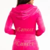 Cancer anpassningsbar huvtröja i velour med Big Bling-detaljer