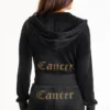 Cancer anpassningsbar huvtröja i velour med Big Bling-detaljer