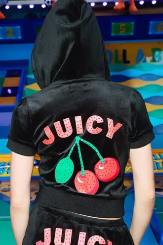 Cherry Bling-huvtröja i velour