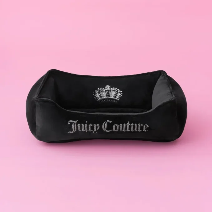 Crown Bling svart hund- & kattbädd