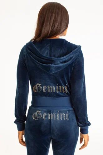 Gemini anpassningsbar Big Bling-velourhuvtröja