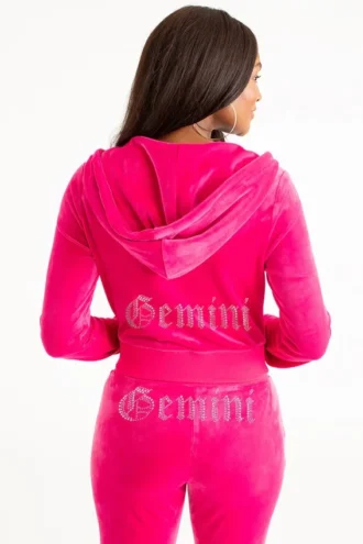 Gemini anpassningsbar Big Bling-velourhuvtröja