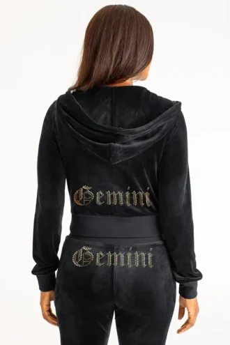 Gemini anpassningsbar Big Bling-velourhuvtröja