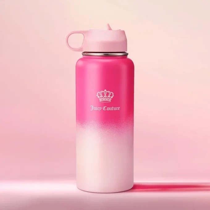 Go Girl vattenflaska i rostfritt stål med pop-up-sugrör