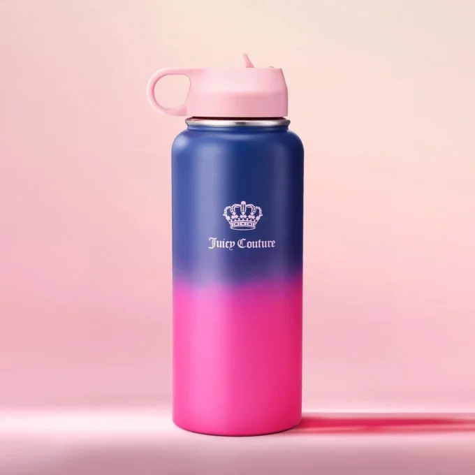 Go Girl vattenflaska i rostfritt stål med pop-up-sugrör