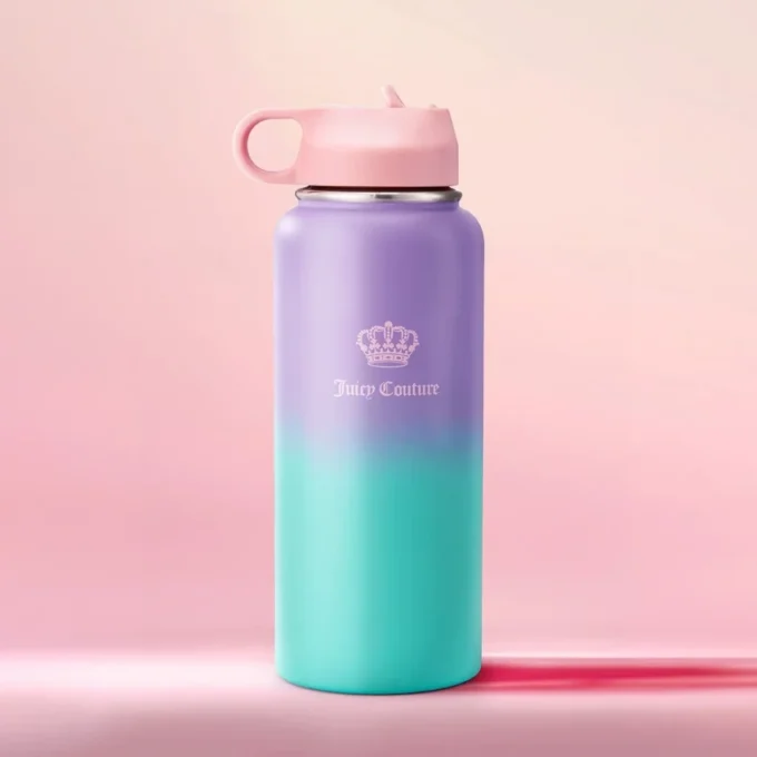 Go Girl vattenflaska i rostfritt stål med pop-up-sugrör
