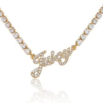 Halsband med kedja och logotyp
