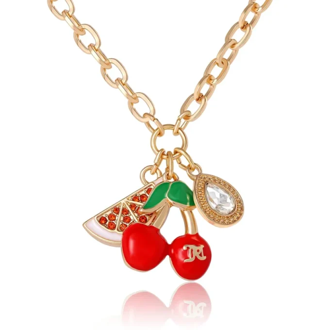 Halsband med körsbärs- och vattenmelonberlock