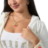 Halsband med körsbärs- och vattenmelonberlock