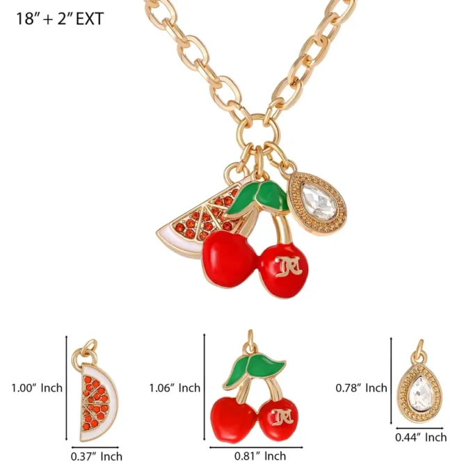 Halsband med körsbärs- och vattenmelonberlock