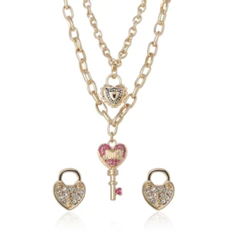 Halsband med nyckelberlock och örhängen med lås