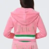 Heritage Stripe Bling-hoodie i velour med dragkedja