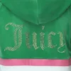 Heritage Stripe Bling-hoodie i velour med dragkedja