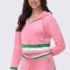 Heritage Stripe Bling-hoodie i velour med dragkedja