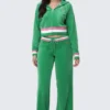 Heritage Stripe Bling-hoodie i velour med dragkedja
