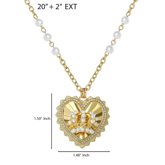 Hjärta- och kronhalsband med pärldekor