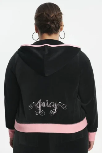 Huvtröja i Cotton Velour i storlek Plus-Size