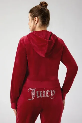 Huvtröja i velour med blandade kristaller fram, i stora storlekar